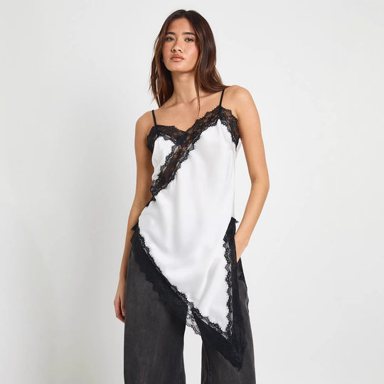 Damen Asymmetrisches Spitzen-Cami mit luxuriösen Details R&B