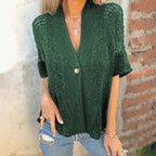 Damen luftige Strickjacke mit strukturiertem Lochmuster R&B