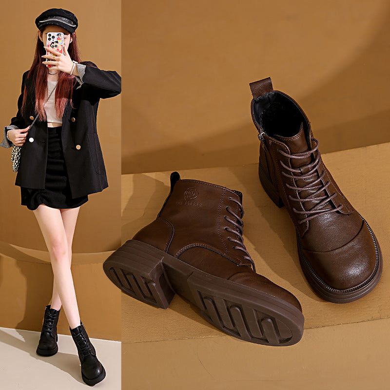 Damen gefütterte Stiefeletten mit modischem Zipper und derben Profilsohle R&B