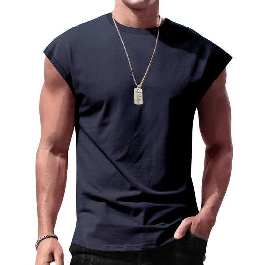 Herren nan lockeres ärmelloses Muskelshirt aus Baumwolljersey mit überschnittener Schulterpartie R&B