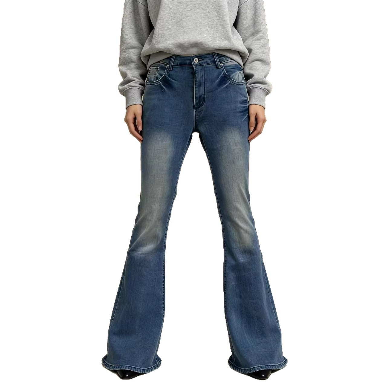 Damen Flared Jeans mit hohem Bund und eleganten Nahtdetails