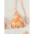 Damen floraler Triangel-Bikini mit verstellbaren Trägern