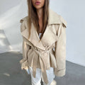 Damen Elegante Trenchcoat mit Taillengürtel und weitem Schnitt R&B