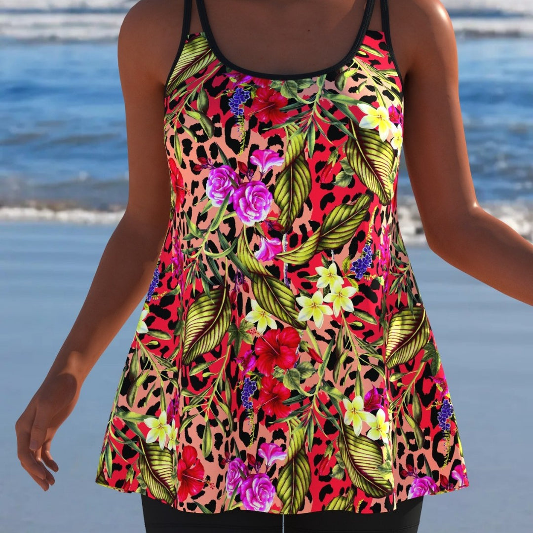 Damen Schwimmanzug mit modischem A-Linien-Schnitt und floralem Design R&B