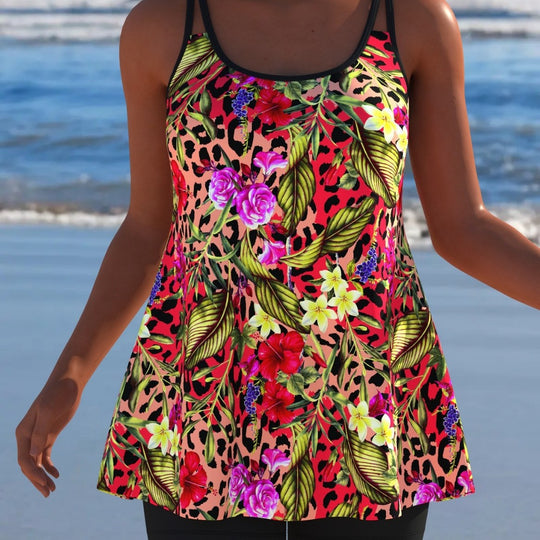 Damen Schwimmanzug mit modischem A-Linien-Schnitt und floralem Design R&B