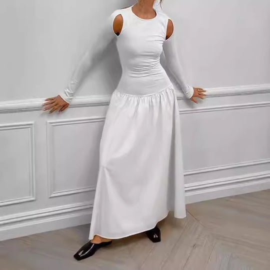 Damen Elegantes Maxikleid mit Off-Shoulder-Ärmeln R&B