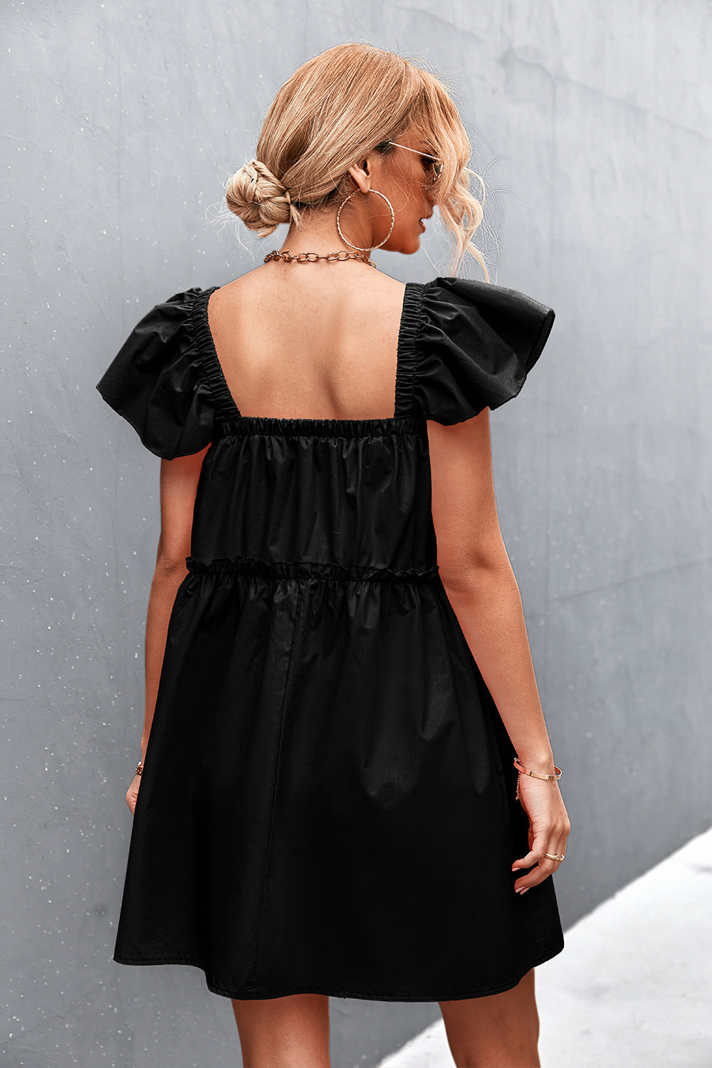 Damen Freizeitkleid mit voluminösen Ärmeln und elastischem Taillenzug R&B