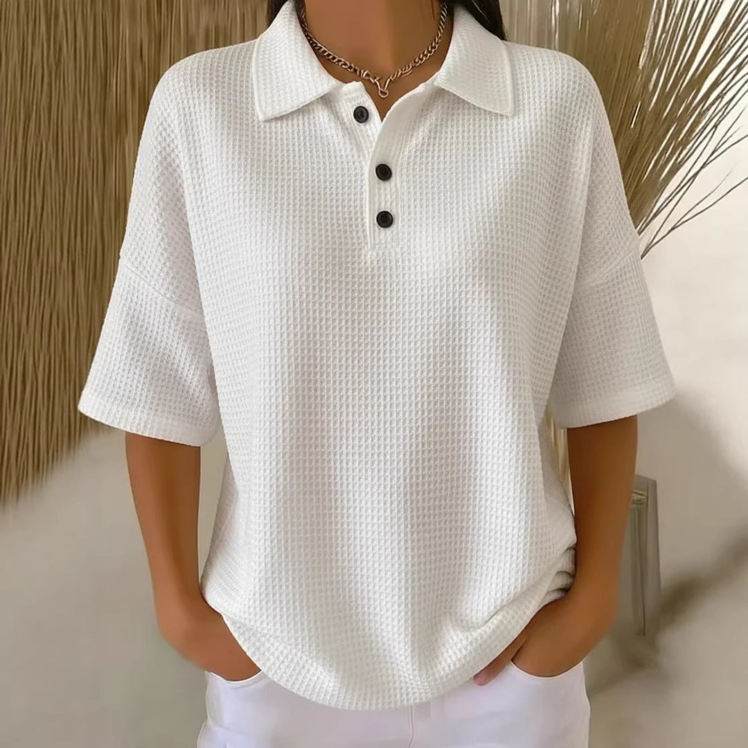 Damen sportliches Poloshirt aus Waffelpiqué R&B
