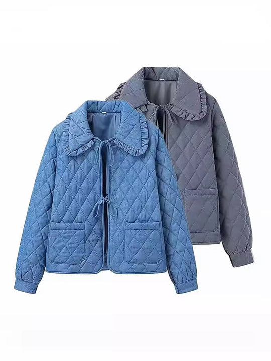 Damen Steppjacke mit großem Kragen und praktischen Taschen R&B
