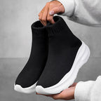 Damen Bequeme High-Top Sneakers mit elastischem Strick-Obermaterial