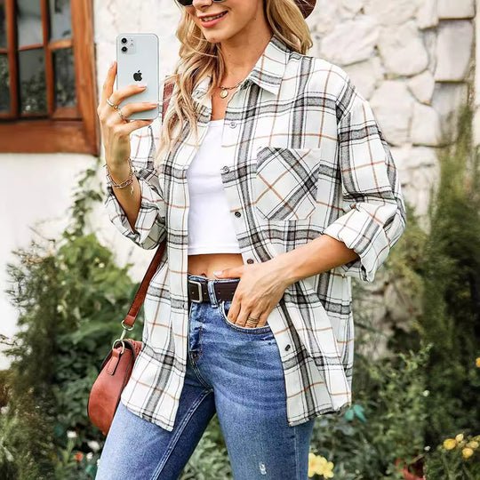 Damen Karierte Freizeitbluse R&B