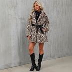 Damen Eleganter Kunstfellmantel mit Taillengürtel R&B