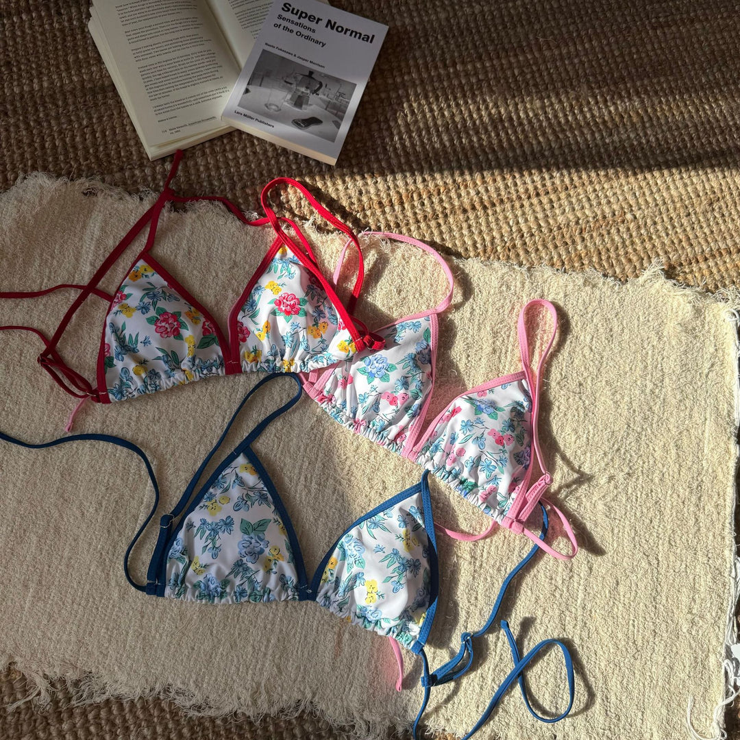 Damen Triangel-Bikini mit floralen Mustern und verstellbaren Trägern R&B
