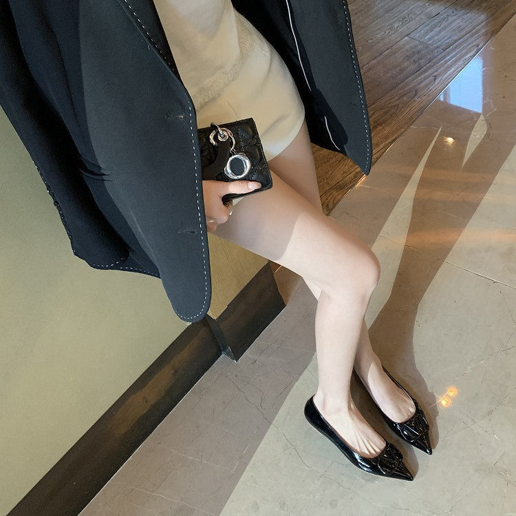 Damen elegante spitze Ballerinas mit hochglänzender Oberfläche R&B