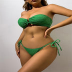 Damen Bandeau-Bikini mit modischem Rüschendesign und verstellbaren Bändern R&B