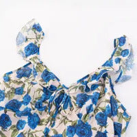 Damen Maxikleid mit floralem Design und verstellbaren Spaghetti-Trägern R&B