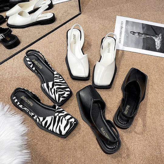 Damen Elegante Riemchen-Sandalen mit quadratischer Zehenpartie und flexibler Sohle R&B