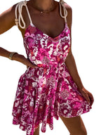 Damen luftiges Strandkleid mit floralen Mustern und süßem Schnitt R&B