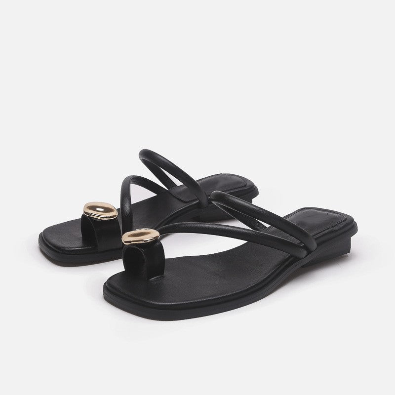 Damen Elegante Zehensteg-Sandalen mit geschmeidigem Riemendesign und luxuriösem Akzent R&B