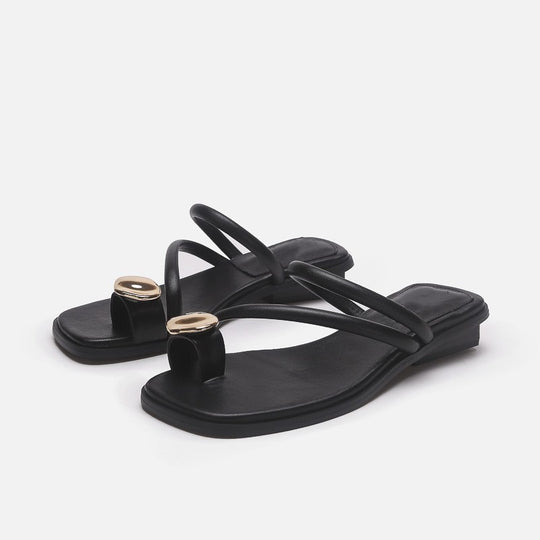 Damen Elegante Zehensteg-Sandalen mit geschmeidigem Riemendesign und luxuriösem Akzent R&B