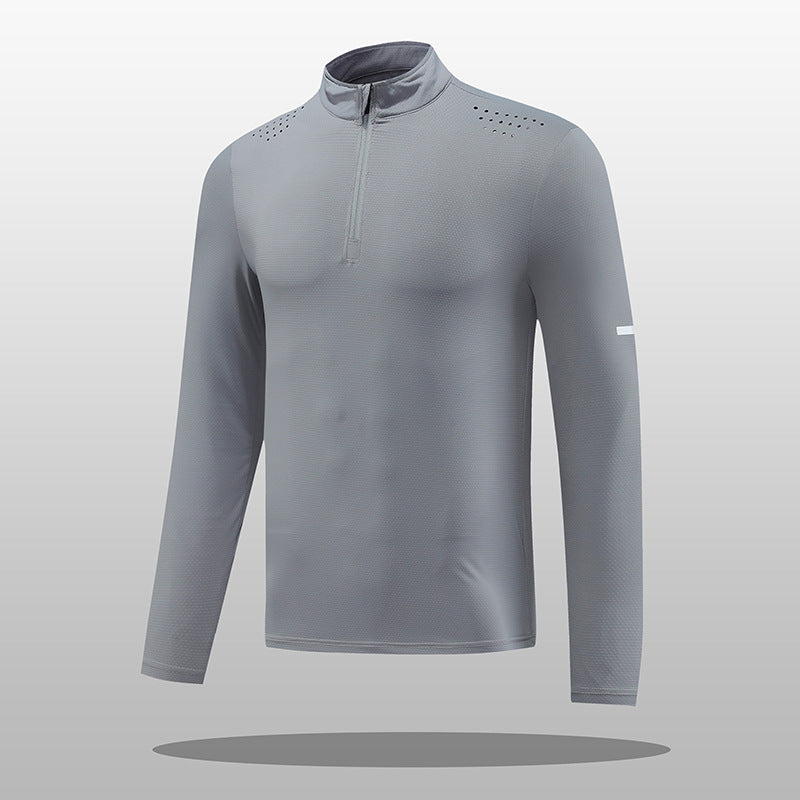 Herren Funktions-Langarmshirt mit Reißverschluss und atmungsaktivem Material R&B