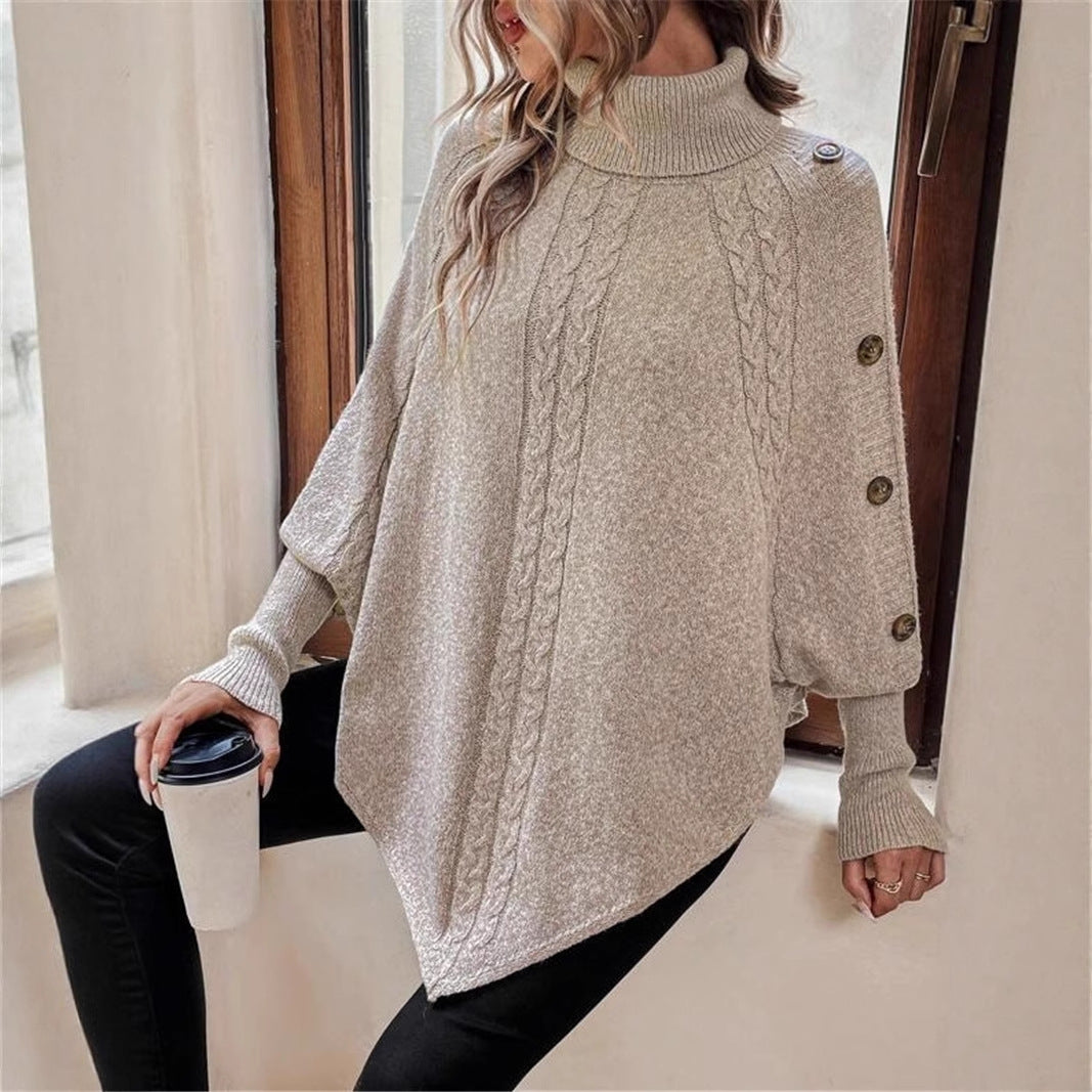 Damen eleganter Strickpullover mit Rollkragen und modischen Details R&B
