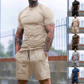 Herren nan eng anliegendes Freizeitset aus elastischem Jersey mit Kurzarmshirt und Kordelzugshorts R&B