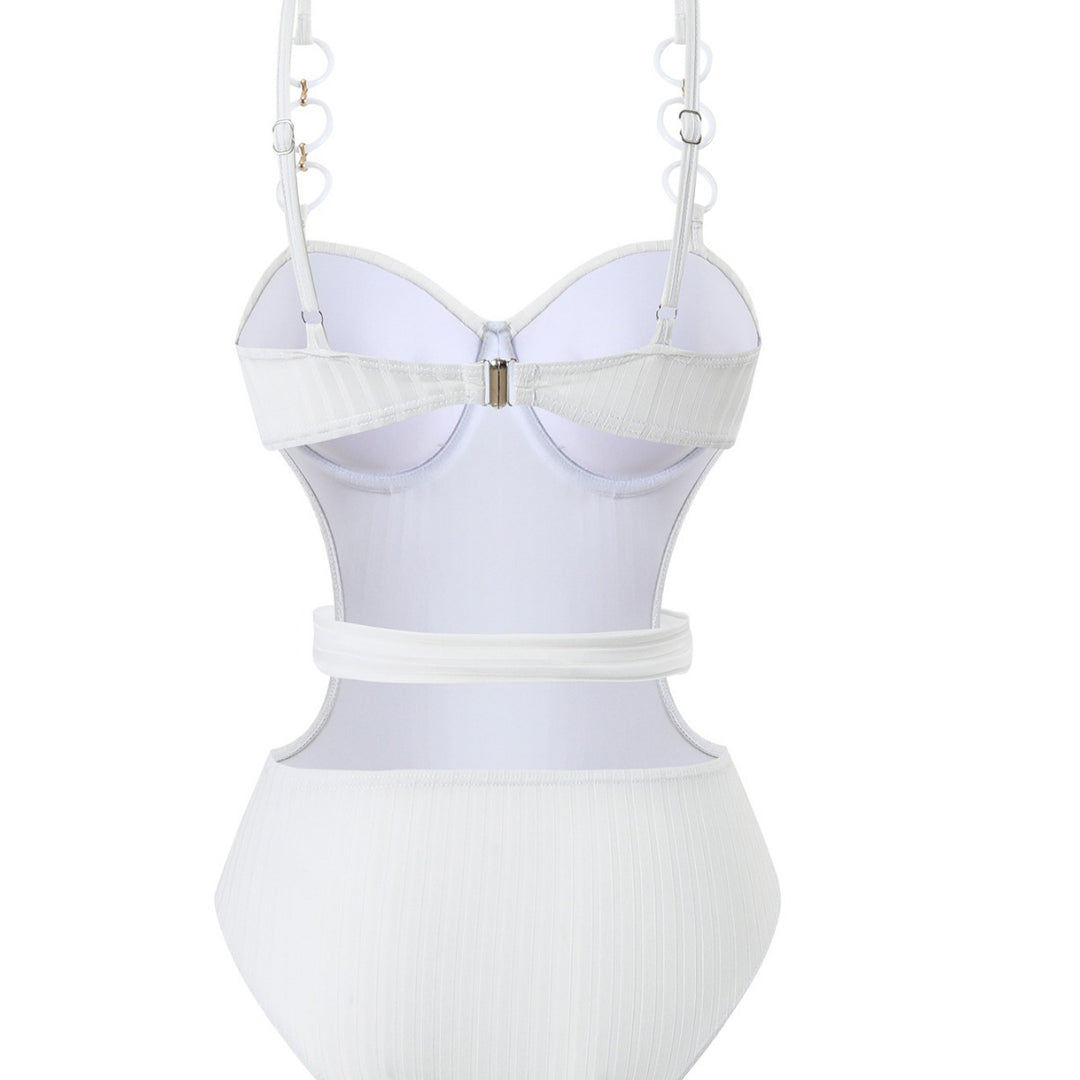 Damen Einteiler Badeanzug mit modischem Cut-Out Design und verstellbaren Trägern R&B