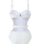 Damen Einteiler Badeanzug mit modischem Cut-Out Design und verstellbaren Trägern R&B