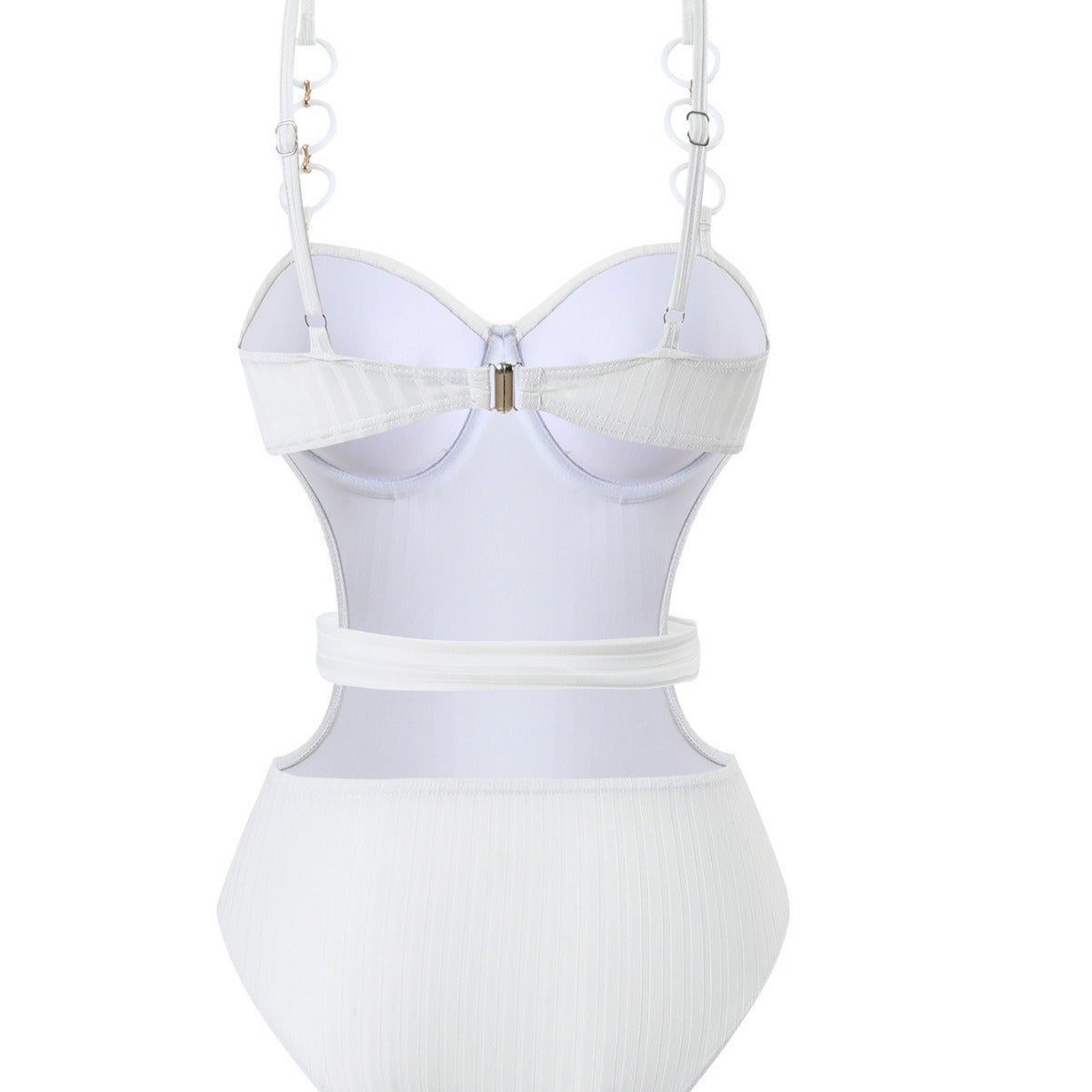 Damen Einteiler Badeanzug mit modischem Cut-Out Design und verstellbaren Trägern R&B