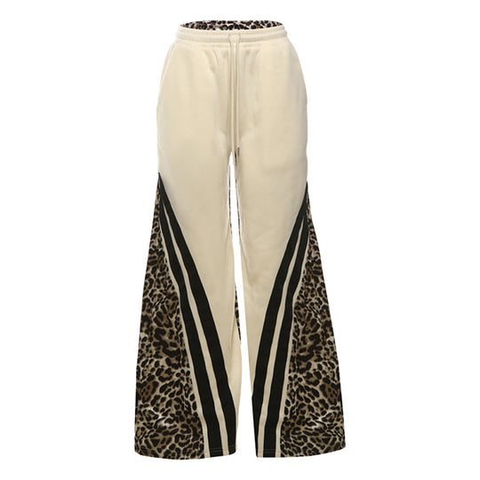 Damen Sportliche Sweatpants mit Leomuster und seitlichen Streifen R&B