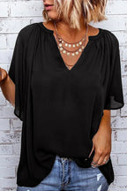 Damen Fließendes Blusenshirt mit ballonförmigen Ärmeln und elastischem Saum R&B