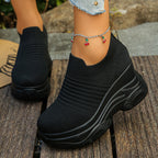 Damen Sneakers mit bequemem Stretch-Obermaterial und dämpfendem Plateau R&B