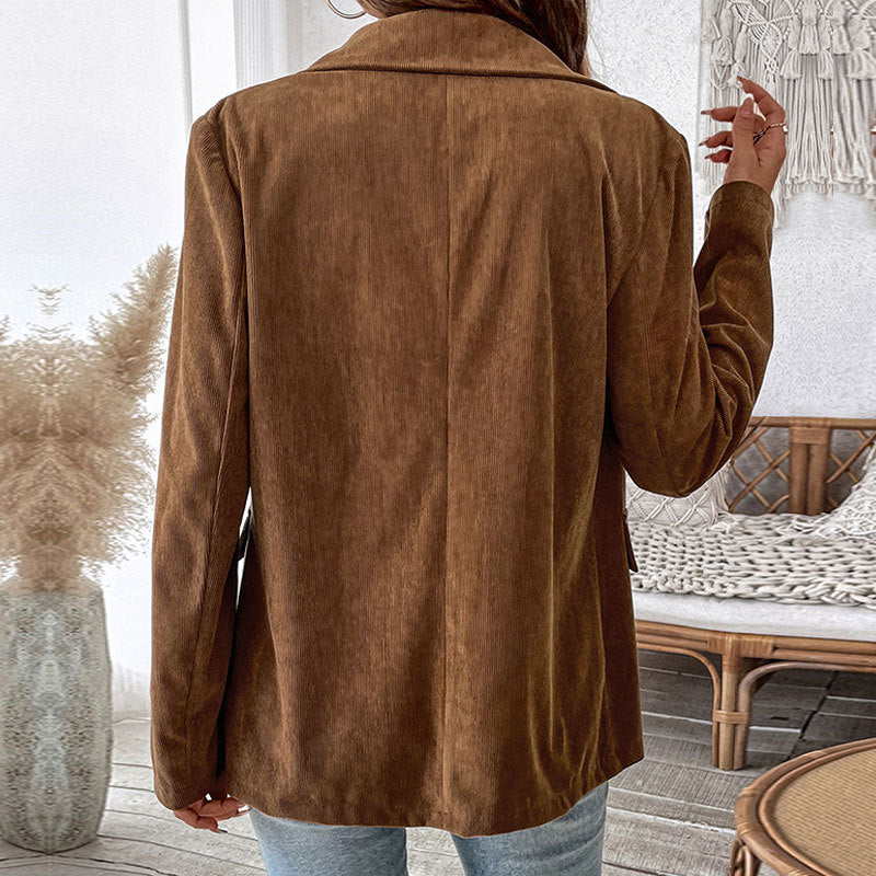 Damen Blazerjacke im angesagten Kord-Stil mit zwei Knöpfen R&B