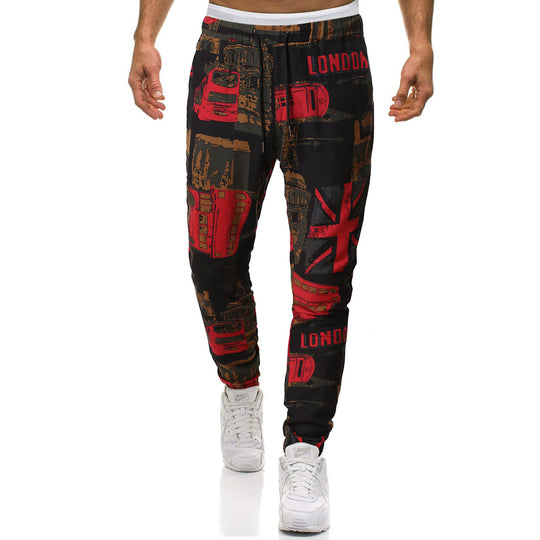 Herren Cargohose mit urbanem Print und elastischem Bund R&B