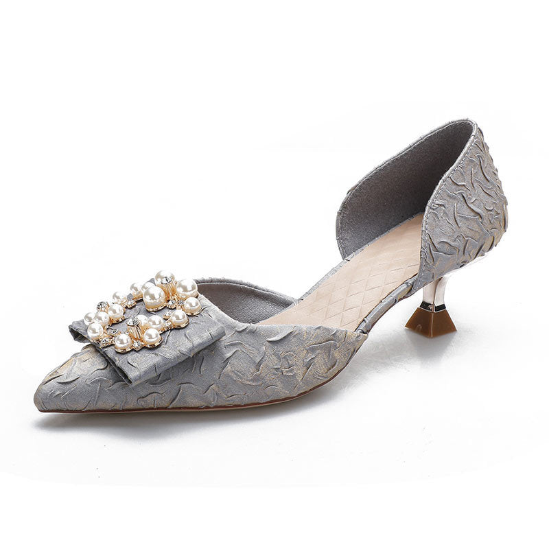 Damen elegante Slingback-Pumps mit funkelnder Perlenapplikation R&B
