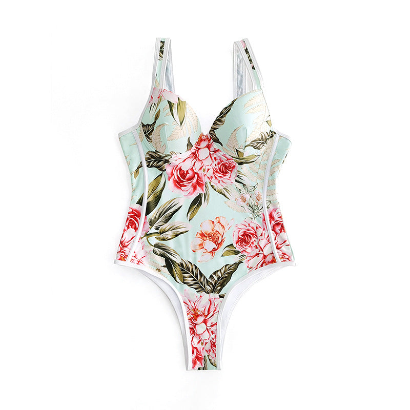 Damen Einteiler-Badeanzug mit floralem Design und komfortabler Passform R&B