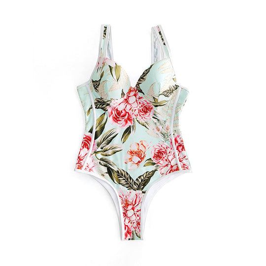 Damen Einteiler-Badeanzug mit floralem Design und komfortabler Passform R&B