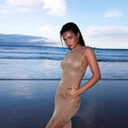 Damen Transparente Maxikleid mit schimmerndem Effekt R&B