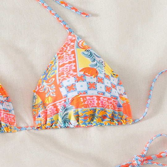 Damen Triangel-Bikini mit verspieltem Muster R&B