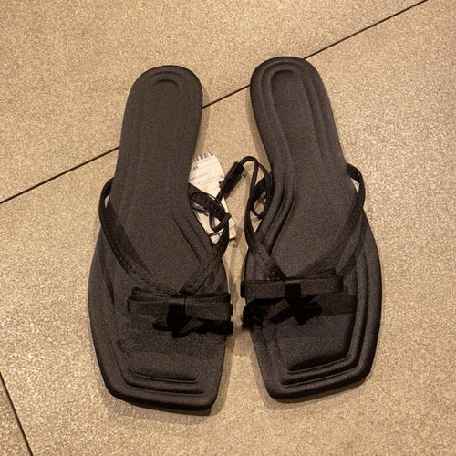 Damen Zehentrenner-Sandalen mit elegantem Schleifenakzent und rutschfester Sohle R&B