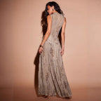 Damen Fließendes Strandkleid mit origineller Raffung und hohem Schlitz R&B