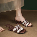 Damen Elegante Slingback-Pantoletten mit modischem Riemen und hoher Absatzform R&B