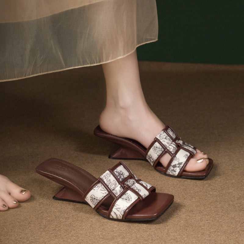 Damen Elegante Slingback-Pantoletten mit modischem Riemen und hoher Absatzform R&B