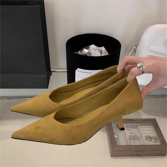 Damen elegante spitze Pumps aus weichem Veloursleder R&B