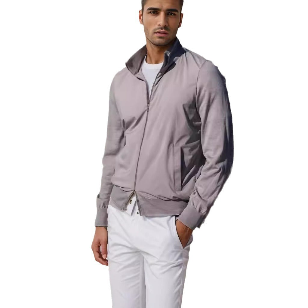 Herren stylische Freizeitjacke mit hohem Kragen und praktischen Taschen R&B