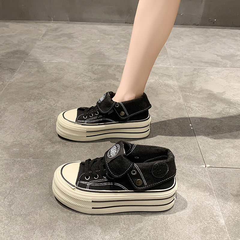 Damen High-Top Sneakers mit modischem Plateau und verstellbarem Knöchelriemen R&B