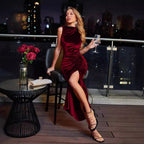 Damen Elegantes Maxikleid mit figurbetonendem Design und raffinierten Rüschendetails R&B