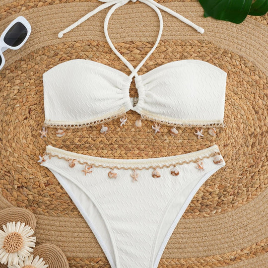 Damen Bikini-Set mit elegantem Bund und detailreichen Muscheldekoren R&B