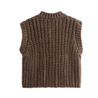Damen Strickweste mit Knopf und Taschen R&B